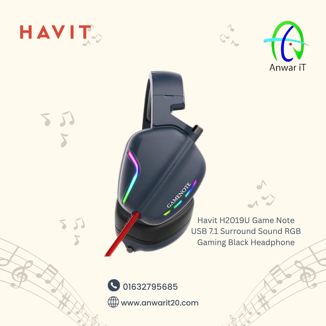 Havit H2019U Game Note USB 7.1 Surround Sound RGB Gaming Black Headphone