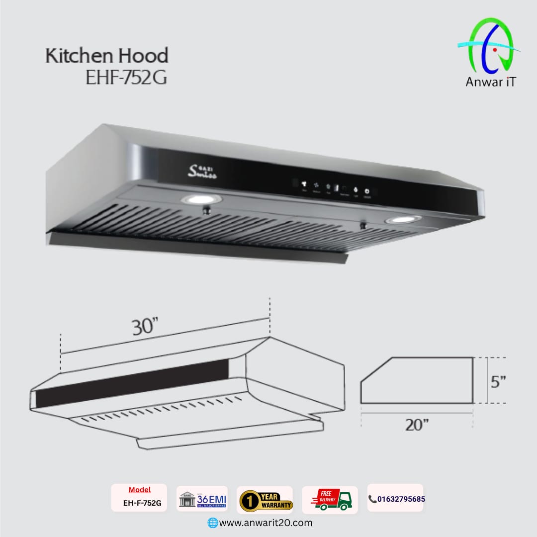 Gazi Smiss EH-F-752G Kitchen Hood – Premium Powerful Suction Hood 2