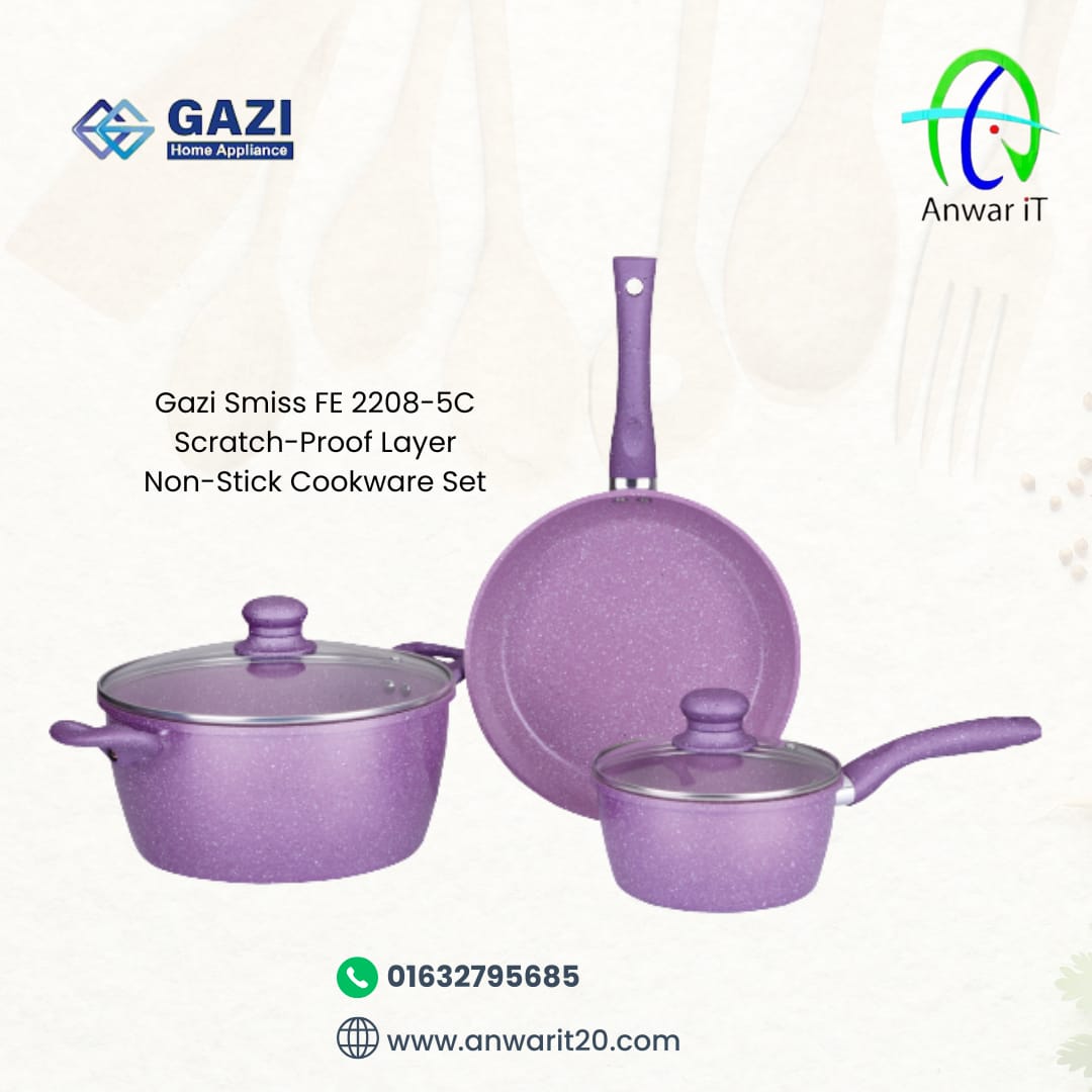 Gazi Smiss FE 2208-5C Scratch-Proof Layer Non-Stick Cookware Set