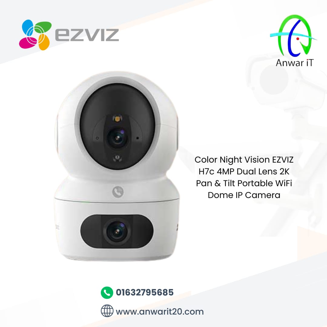 Color Night Vision EZVIZ H7c 4MP Dual Lens 2K Pan & Tilt Portable WiFi Dome IP Camera