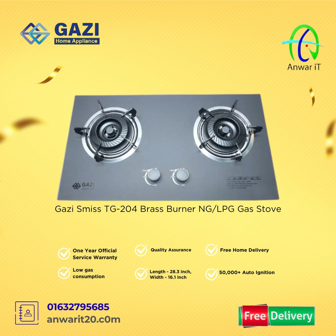 Gazi Smiss TG-204 Brass Burner NG/LPG Gas Stove