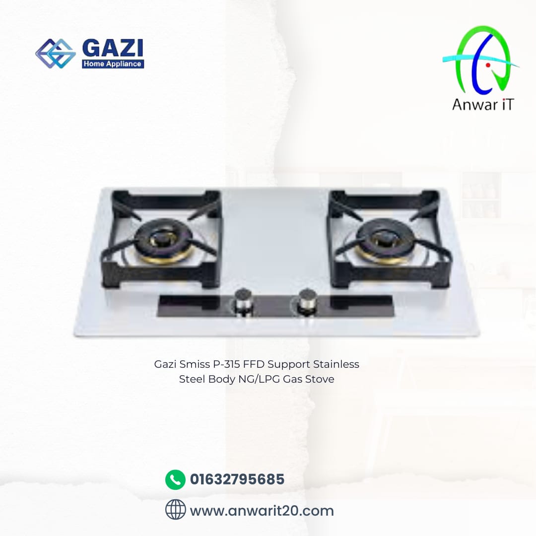 Gazi Smiss P-315 (2 Burner) FFD Support Stainless Steel Gas Stove! 