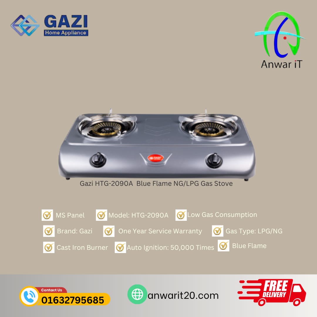 Gazi HTG-2090A Blue Flame LPG/NG Gas Stove with Multiple Safety