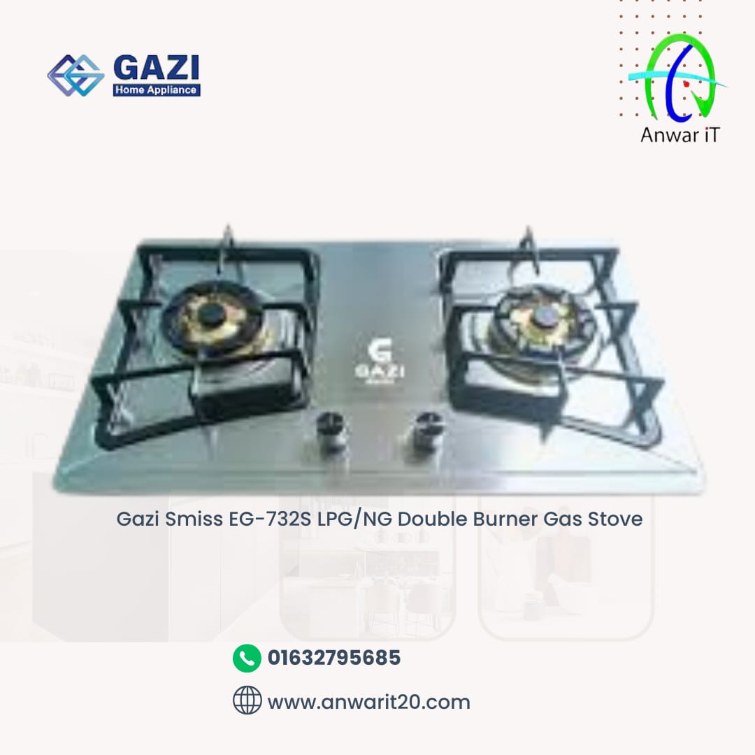 Gazi Smiss EG-732S LPG/NG Double Burner Gas Stove