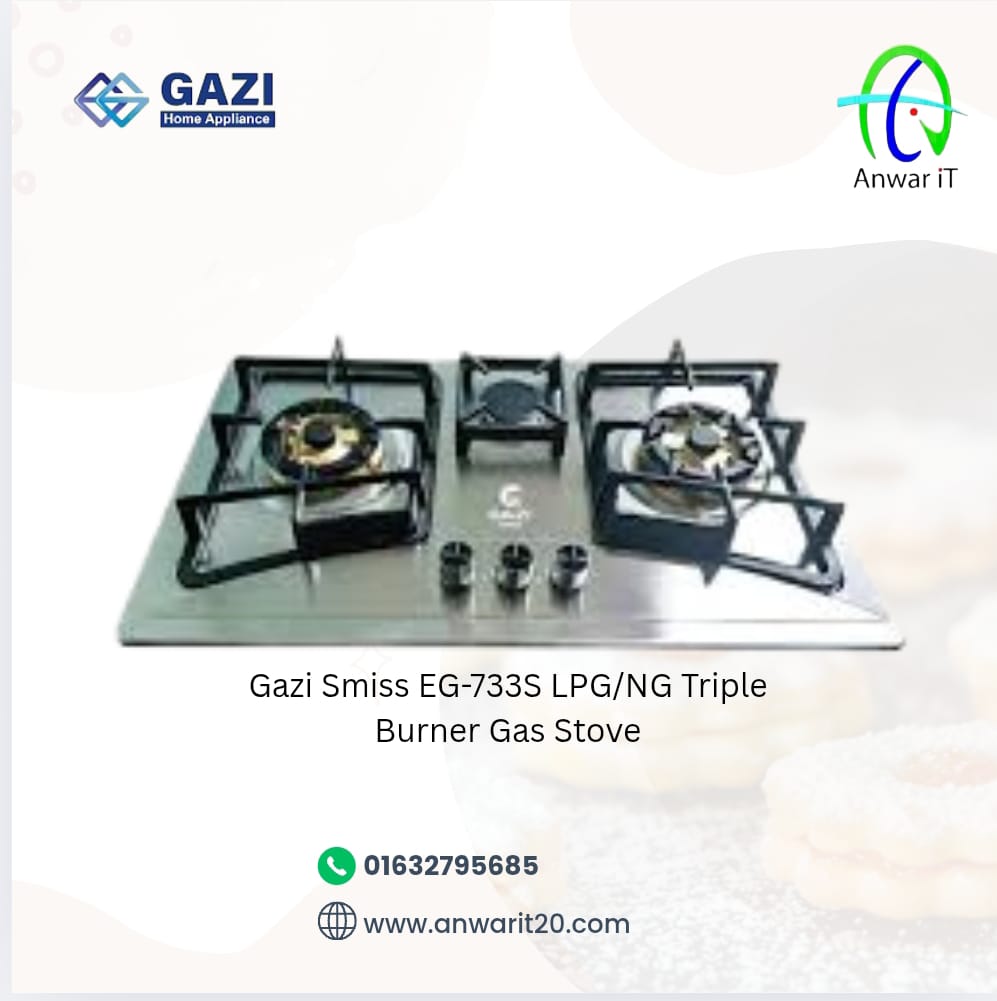 Gazi Smiss EG-733S LPG/NG Triple Burner Gas Stove
