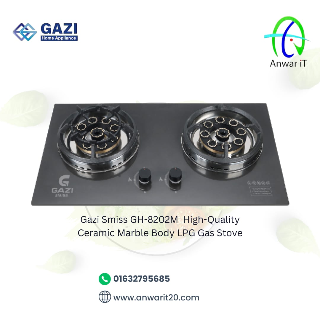 Gazi Smiss GH-8202M  High-Quality Ceramic Marble Body LPG Gas Stove