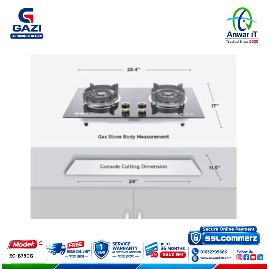 Gazi Smiss EG-B750G 2 Burner Gas Stove | Durable & Stylish Design 2