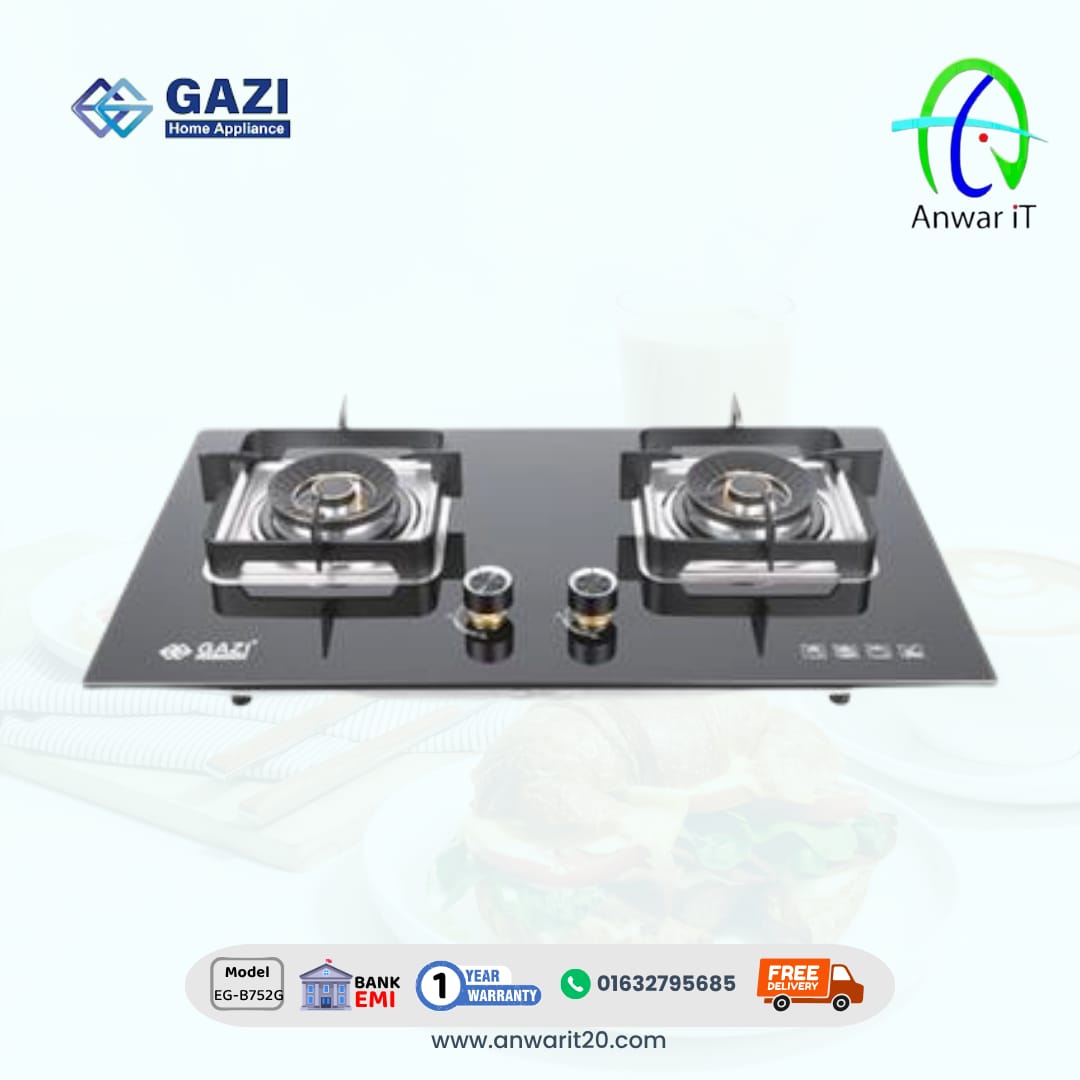 Gazi Smiss EG-B752G Gas Stove – Premium Tempered Glass LPG Cooker