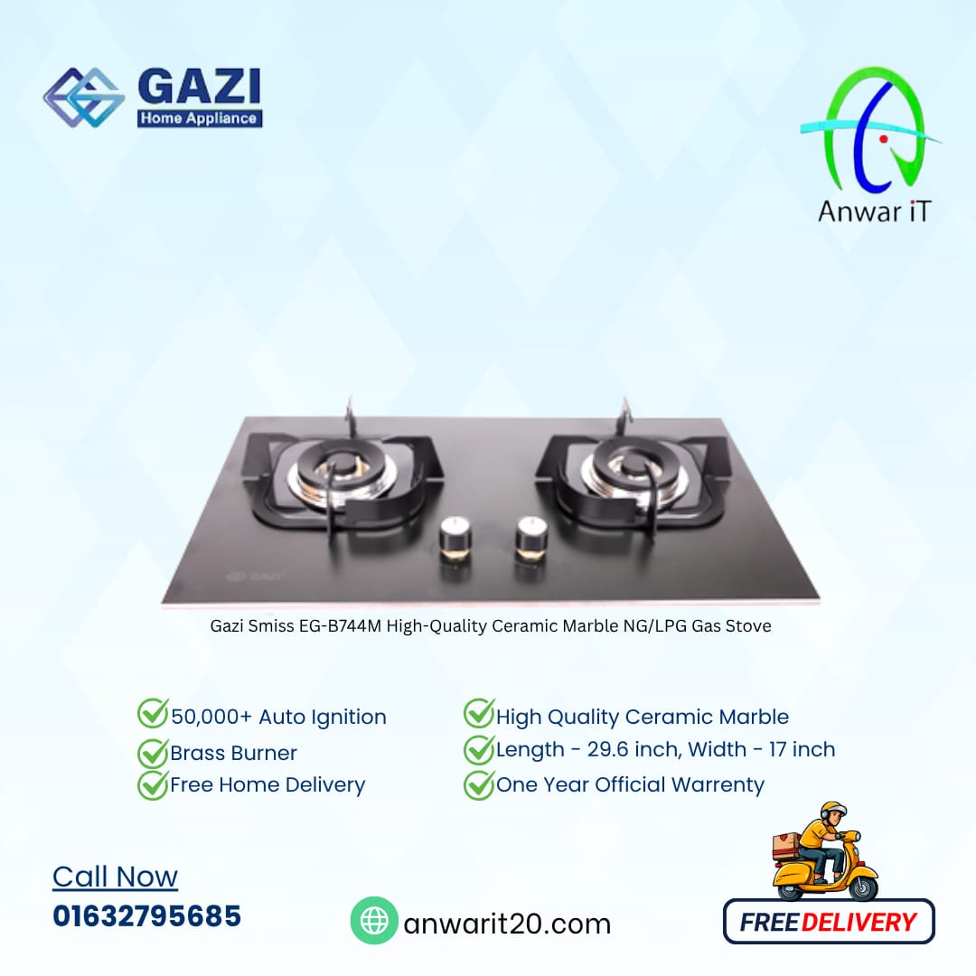 Gazi Smiss EG-B744M High-Quality Ceramic Marble NG/LPG Gas Stove