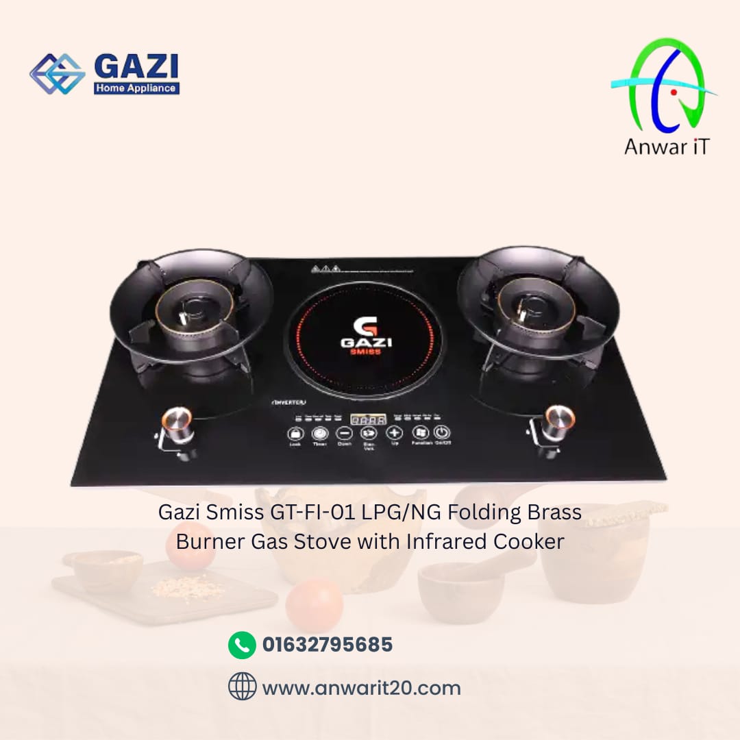 Gazi Smiss GT-FI-01 LPG/NG Folding Brass Burner Gas Stove with Infrared Cooker