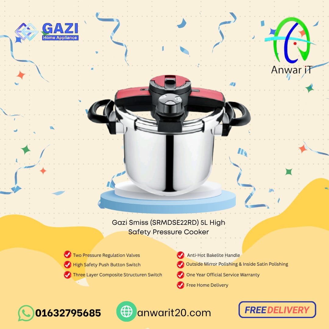 Gazi Smiss (SRMDSE22RD) 5L High Safety Pressure Cooker