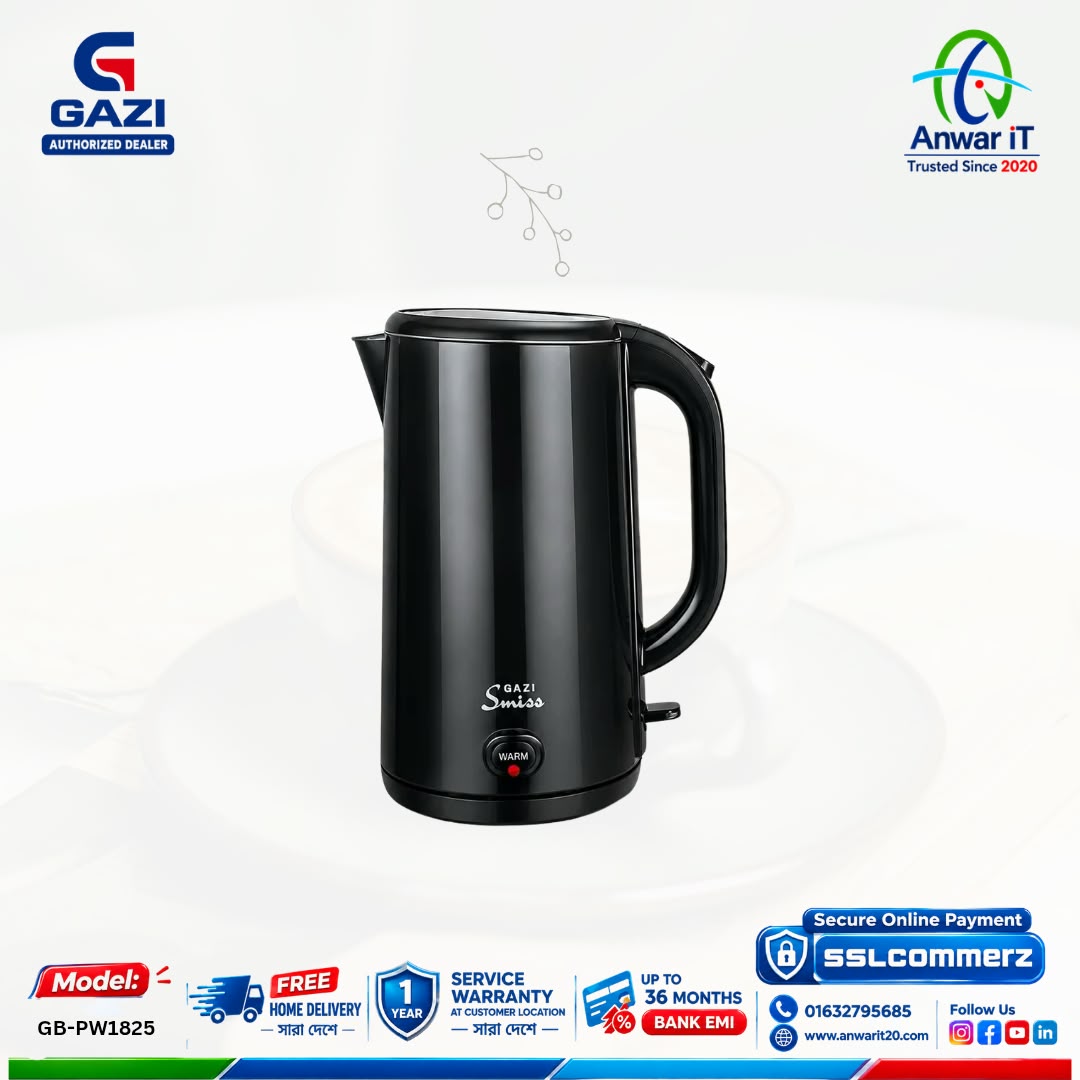 Gazi Smiss GB-PW1825 Electric Kettle with Keep Warm Function – 1.8L