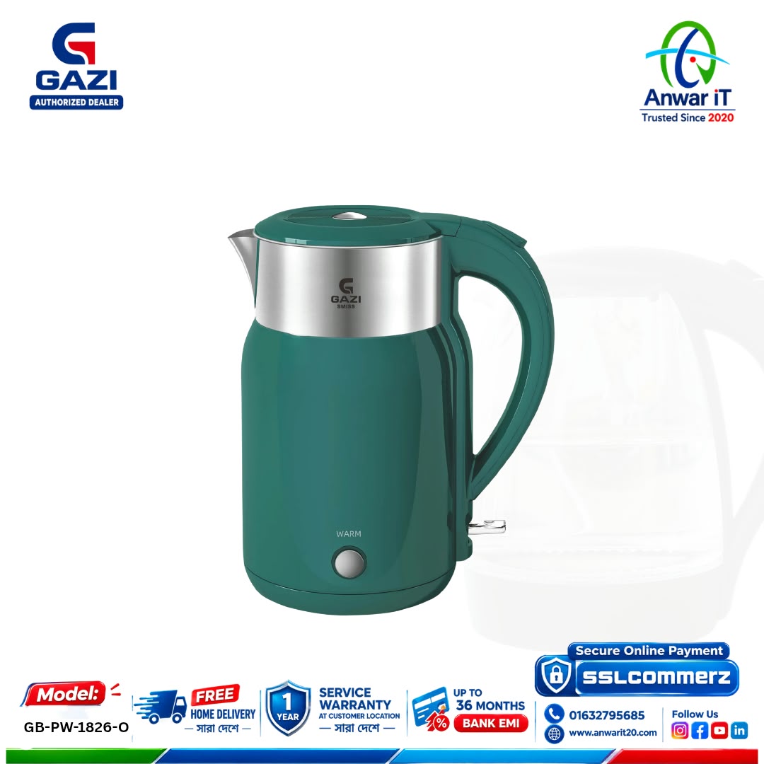 Gazi Smiss GB-PW-1826-O Electric Kettle – Fast Boiling, Stylish & Reliable Performance