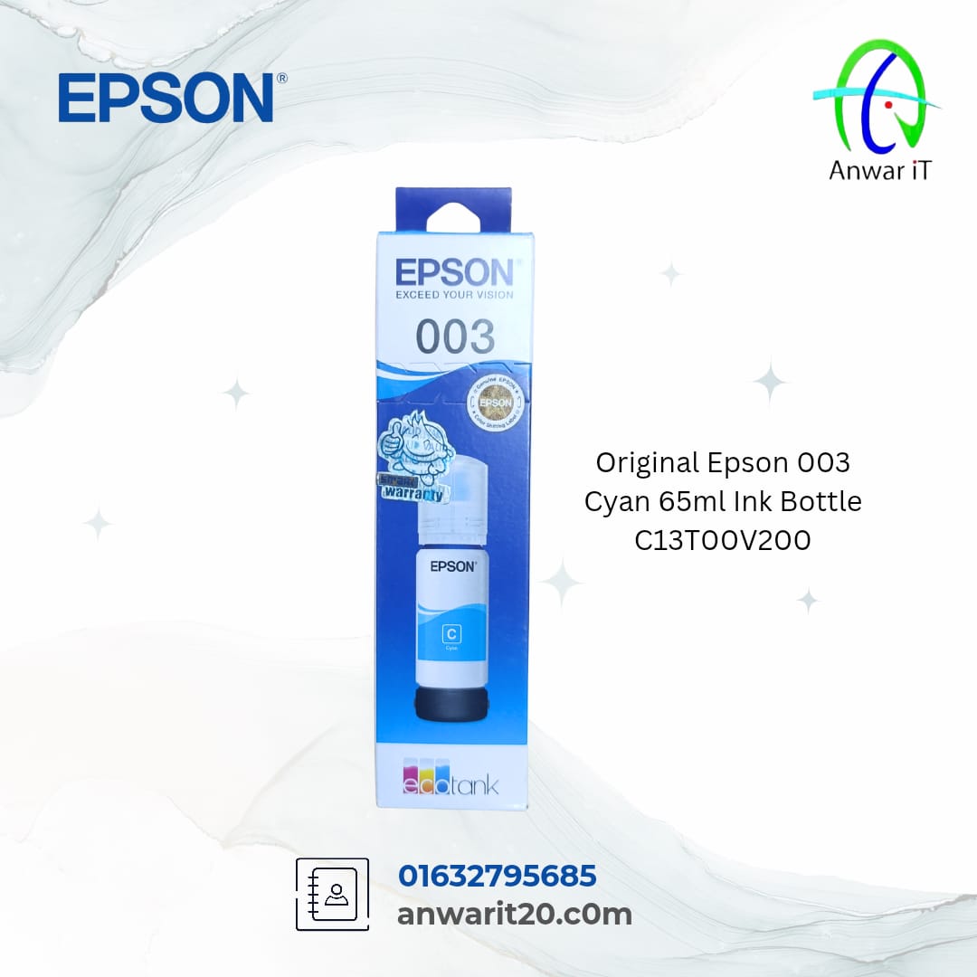 Original Epson 003 Cyan 65ml Ink Bottle C13T00V200