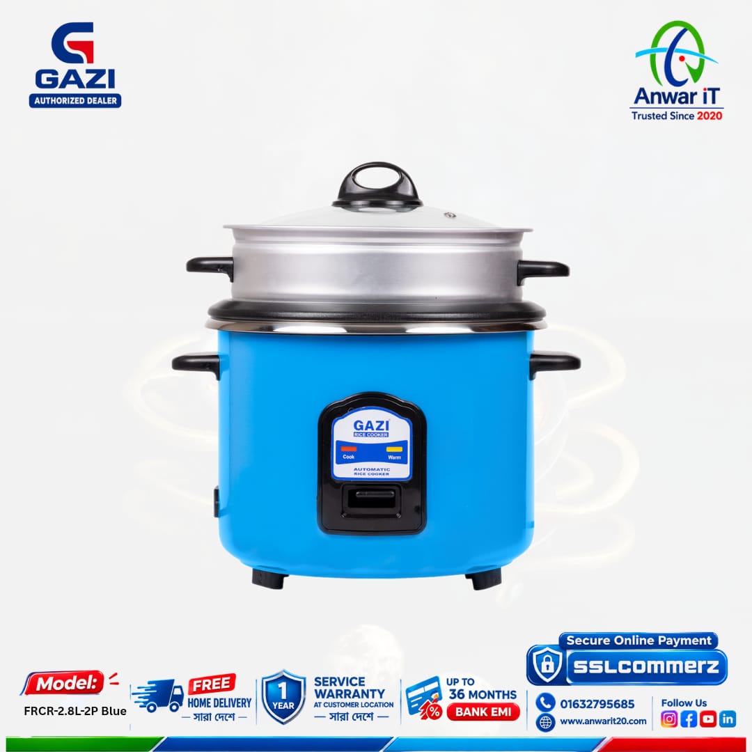 Gazi Smiss FRCR-2.8L-2P Blue Non-Stick Rice Cooker | 2.8L Premium Electric Cooker