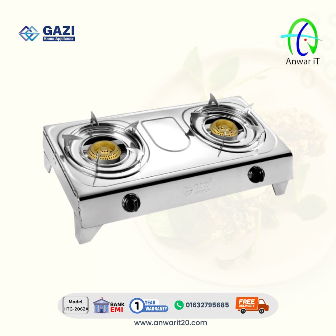 Gazi HTG-2062A SS Body Gas Stove – Durable Auto Ignition Cooker