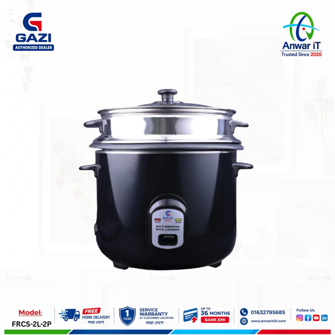 Gazi Smiss FRCS-2L-2P Black 2L Rice Cooker – Smart, Efficient & Reliable Cooking