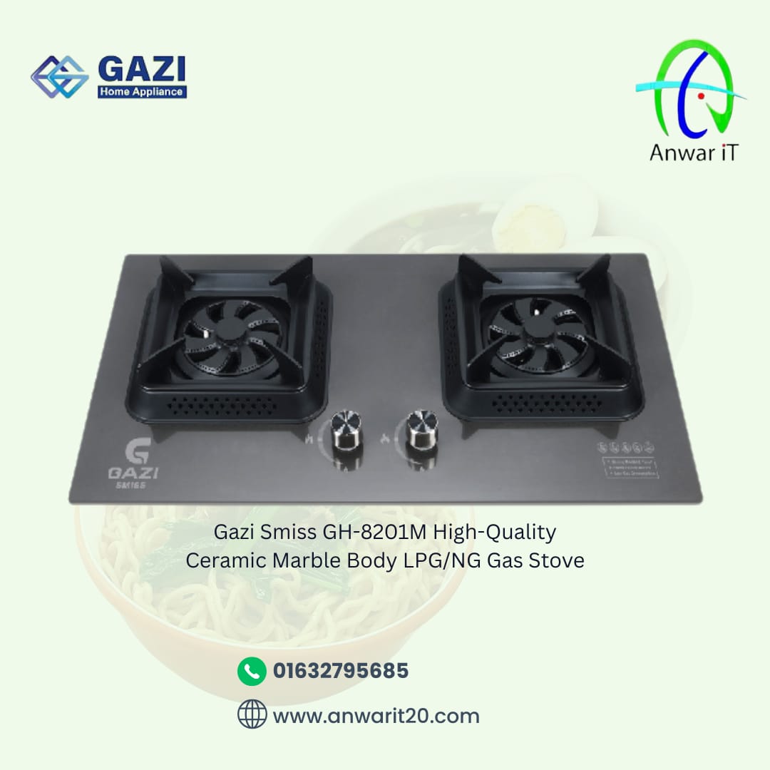 Gazi Smiss GH-8201M High-Quality Ceramic Marble Body LPG/NG Gas Stove